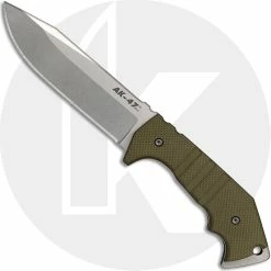 Cold Steel Knives Cold Steel 14AKA AK-47 Field Knife Andrew Demko Stonewash 3V Clip Point Fixed Blade With OD G10 Handle