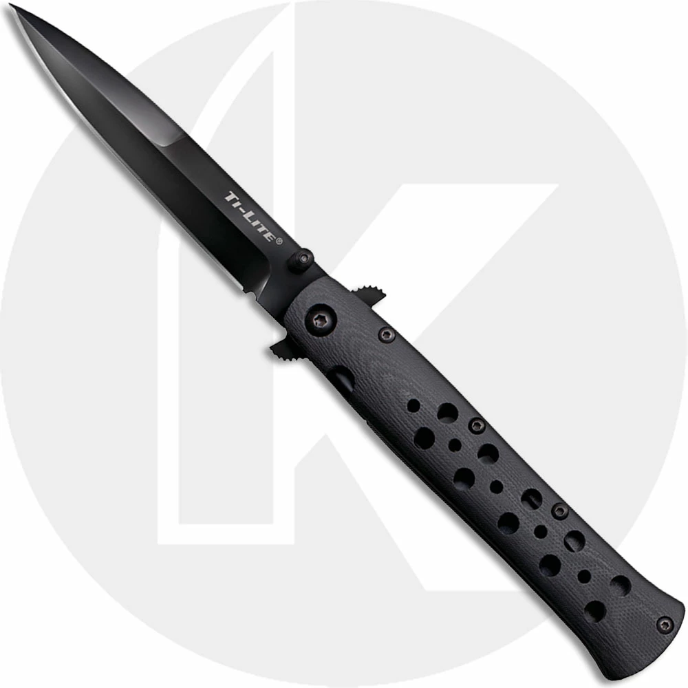 Cold Steel Knives Cold Steel Ti-Lite G10 26C4 Knife - 4 Inch S35VN Black Blade - Black G10 Open On Withdrawal 3 Cold Steel Knives Cold Steel Ti-Lite G10 26C4 Knife - 4 Inch S35VN Black Blade - Black G10 Open On Withdrawal