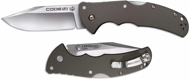 Cold Steel Knives Cold Steel 58PC Code 4 Knife S35VN Clip Point Gray Aluminum Tri-Ad Lock Folder 4 Cold Steel Knives Cold Steel 58PC Code 4 Knife S35VN Clip Point Gray Aluminum Tri-Ad Lock Folder - Image 2