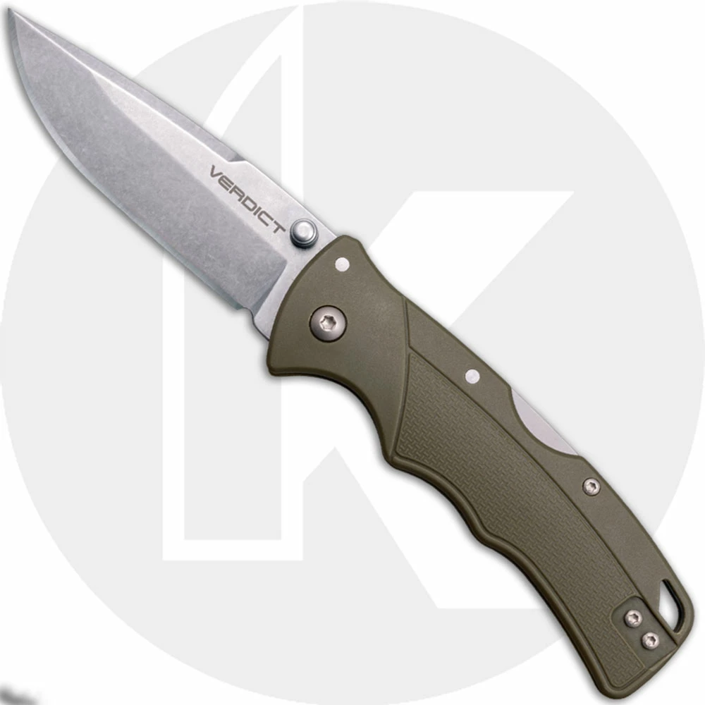 Cold Steel Knives Cold Steel Verdict FL-C3SPSSODG - Stonewash 4116SS Spear Point - OD Green GFN - Tri-Ad Lock Folder 3 Cold Steel Knives Cold Steel Verdict FL-C3SPSSODG - Stonewash 4116SS Spear Point - OD Green GFN - Tri-Ad Lock Folder