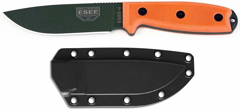 ESEE Knives ESEE-4P-OD Olive Drab Drop Point - Orange G10 Handle - Black Molded Sheath 4 ESEE Knives ESEE-4P-OD Olive Drab Drop Point - Orange G10 Handle - Black Molded Sheath - Image 2