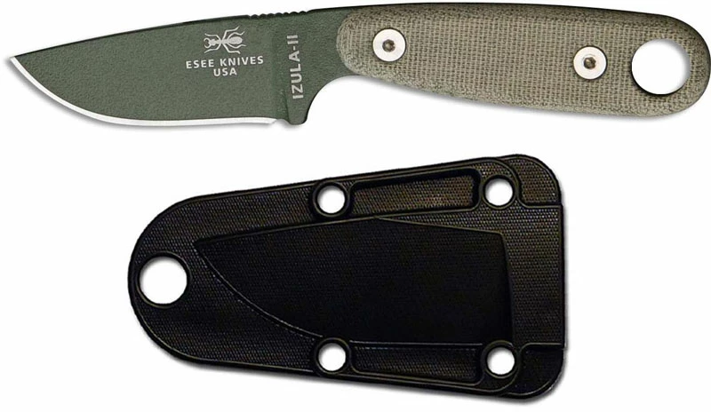 ESEE Knives IZULA-II-OD Olive Drab Drop Point - Micarta Handle - Black Molded Sheath 4 ESEE Knives IZULA-II-OD Olive Drab Drop Point - Micarta Handle - Black Molded Sheath - Image 2