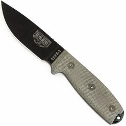 ESEE Knives ESEE-3PM-B Black Drop Point - Micarta Handle - Modified Pommel - Black Molded Sheath