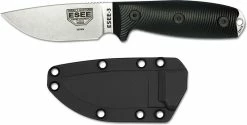 ESEE Knives ESEE-3 - 3PMS35V-001 - Stonewash S35V Drop Point - Black 3D G10 Handle - Black Molded Sheath -SMKW store ESEE 3PMS35V001