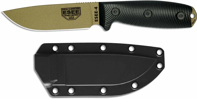 ESEE Knives ESEE-4 - 4PDE-001 - Dark Earth Drop Point - Black 3D G10 Handle - Black Molded Sheath 4 ESEE Knives ESEE-4 - 4PDE-001 - Dark Earth Drop Point - Black 3D G10 Handle - Black Molded Sheath - Image 2