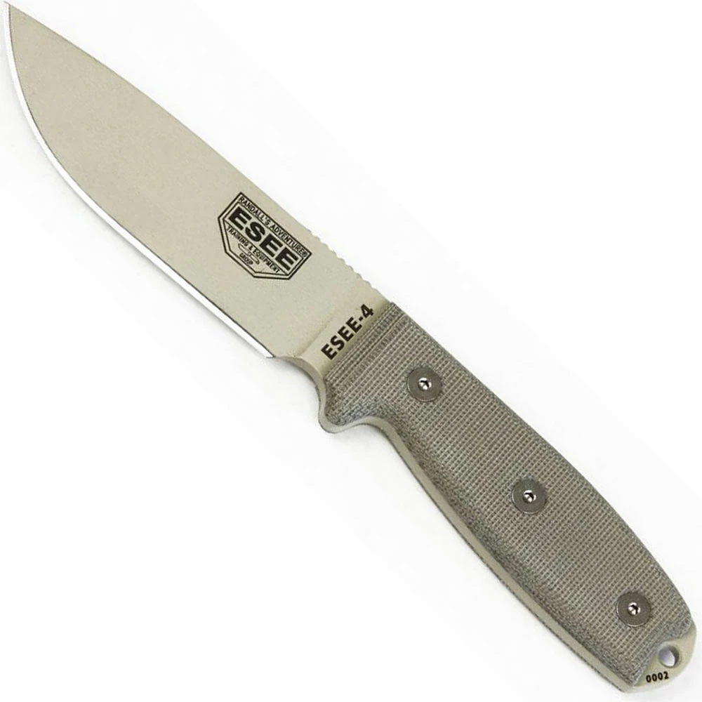 ESEE Knives ESEE-4P-DT Desert Tan Drop Point - Micarta Handle - OD Molded Sheath 3 ESEE Knives ESEE-4P-DT Desert Tan Drop Point - Micarta Handle - OD Molded Sheath