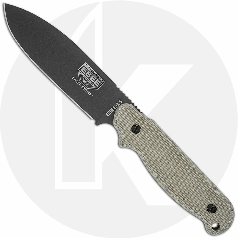 ESEE Knives ESEE-LS-P-TG Laser Strike Gunsmoke Gray Drop Point - Micarta Handle With Storage - Black Kydex Sheath 3 ESEE Knives ESEE-LS-P-TG Laser Strike Gunsmoke Gray Drop Point - Micarta Handle With Storage - Black Kydex Sheath