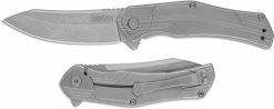 Kershaw Knives Kershaw Husker 1380 - SpeedSafe Assist - Value Priced EDC - Stonewash Clip Point - Stonewash Stainless Steel - Flipper Folder