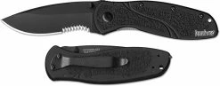 Kershaw Knives Kershaw Blur Knife With Glassbreaker, Black, KE-1670GBBLKST