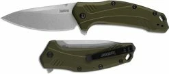 Kershaw Knives Kershaw Link 1776OLSW - Stonewash Blade - Olive Aluminum - SpeedSafe Assist - Flipper Folder - USA Made