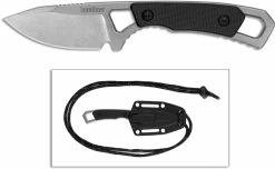 Kershaw Knives Kershaw Brace 2085 - Neck Knife - Stonewash Clip Point - Black GFN And Stonewash Stainless Steel - Fixed Blade