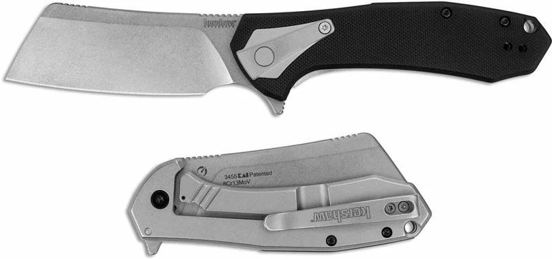 Kershaw Knives Kershaw Bracket 3455 - Value Priced EDC - Stonewash Cleaver Blade - Black GFN And Stonewash Stainless Steel - SpeedSafe Assist - Flipper Folder 3 Kershaw Knives Kershaw Bracket 3455 - Value Priced EDC - Stonewash Cleaver Blade - Black GFN And Stonewash Stainless Steel - SpeedSafe Assist - Flipper Folder