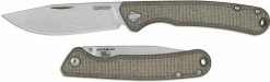 Kershaw Knives Kershaw Federalist 4320 - Stonewash Clip Point - Green Canvas Micarta - Slip Joint Folder - USA Made