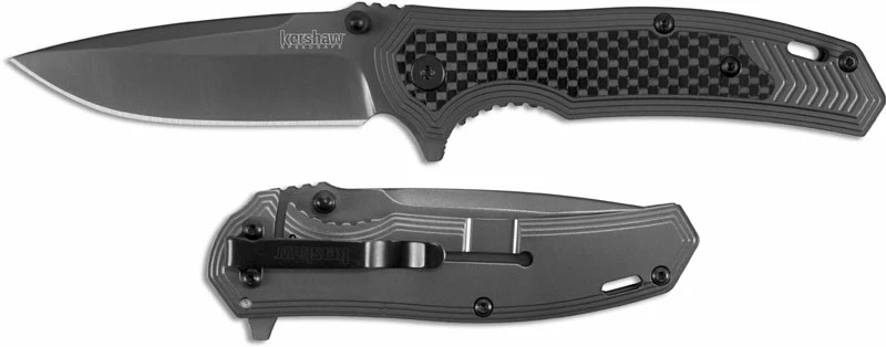 Kershaw Knives Kershaw 8310 Fringe Gray Drop Point Gray Steel And Carbon Fiber SpeedSafe Flipper Folder 3 Kershaw Knives Kershaw 8310 Fringe Gray Drop Point Gray Steel And Carbon Fiber SpeedSafe Flipper Folder