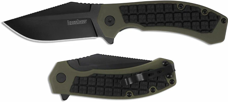 Kershaw Knives Kershaw 8760 Faultline Black Clip Point OD FRN And Black Rubber KVT Flipper Folder 3 Kershaw Knives Kershaw 8760 Faultline Black Clip Point OD FRN And Black Rubber KVT Flipper Folder