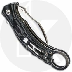 QSP Knives QSP Eagle Karambit Knife QS120-E - Satin D2 Hawkbill - Black And Gray G10 - Ring Pommel - Liner Lock Flipper Folder -SMKW store QS120 E CLOSED BACK