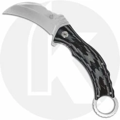 QSP Knives QSP Eagle Karambit Knife QS120-E - Satin D2 Hawkbill - Black And Gray G10 - Ring Pommel - Liner Lock Flipper Folder