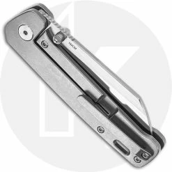 QSP Knives QSP Penguin Knife QS130-P - 2 Tone Satin 154CM Sheepfoot - Bead Blast Stonewash Titanium - Frame Lock Folder -SMKW store QS130P CLOSED BACK