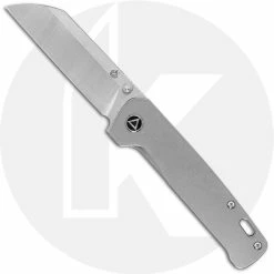 QSP Knives QSP Penguin Knife QS130-P - 2 Tone Satin 154CM Sheepfoot - Bead Blast Stonewash Titanium - Frame Lock Folder