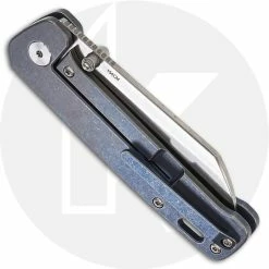 QSP Knives QSP Penguin Knife QS130-R - Stonewash 154CM Sheepfoot - Blue Stonewash Titanium - Frame Lock Folder 7 QSP Knives QSP Penguin Knife QS130-R - Stonewash 154CM Sheepfoot - Blue Stonewash Titanium - Frame Lock Folder -SMKW store QS130R CLOSED BACK