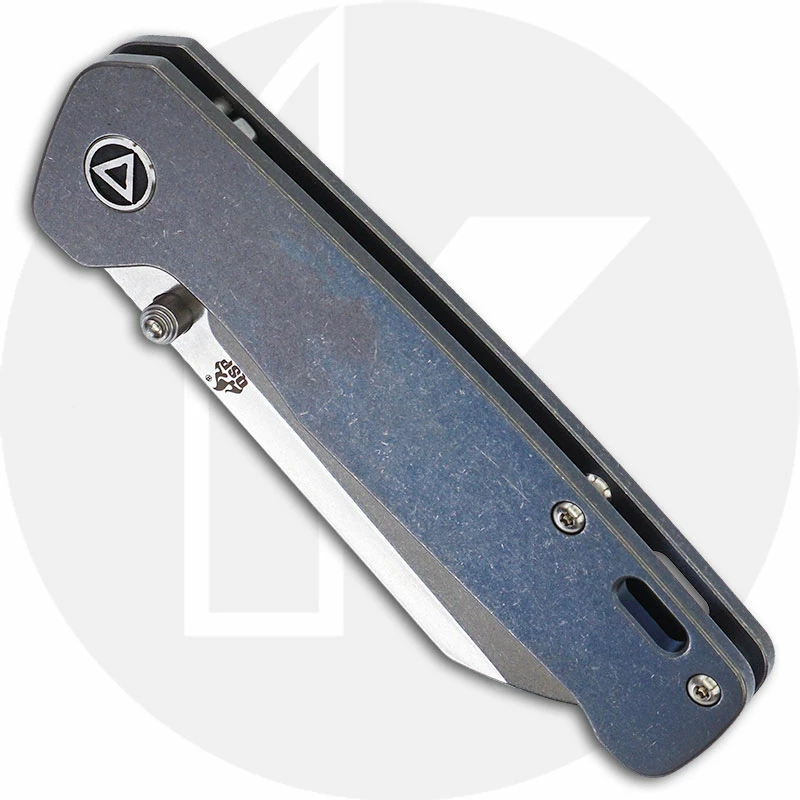 QSP Knives QSP Penguin Knife QS130-R - Stonewash 154CM Sheepfoot - Blue Stonewash Titanium - Frame Lock Folder 4 QSP Knives QSP Penguin Knife QS130-R - Stonewash 154CM Sheepfoot - Blue Stonewash Titanium - Frame Lock Folder - Image 2