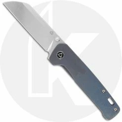 QSP Knives QSP Penguin Knife QS130-R - Stonewash 154CM Sheepfoot - Blue Stonewash Titanium - Frame Lock Folder