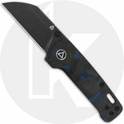 QSP Knives QSP Penguin Mini QS130XS-D2 - Black Stonewash 14C28N - Blue Shred Carbon Fiber / G10