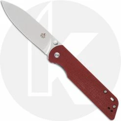 QSP Knives QSP Parrot Knife QS102-E - Satin D2 Spear Point - Red Linen Micarta - Liner Lock Folder