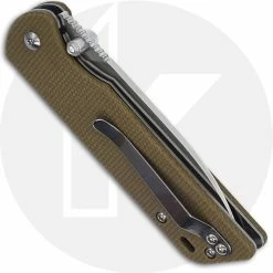 QSP Knives QSP Parrot Knife QS102-G - Satin D2 Spear Point - Light Green Linen Micarta - Liner Lock Folder -SMKW store QSP 102G CLOSED BACK