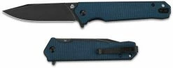 QSP Knives QSP Mamba V2 QS111-H2 - Black Stonewash D2 Clip Point - Blue Micarta - Liner Lock Flipper Folder