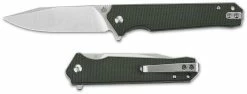 QSP Knives QSP Mamba V2 QS111-I1 - Satin D2 Clip Point - Green Micarta - Liner Lock Flipper Folder