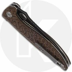 QSP Knives QSP Locust Knife QS117-A - Black / Satin 154CM Wharncliffe - Brown Micarta - Liner Lock Flipper Folder -SMKW store QSP 117A CLOSED BACK