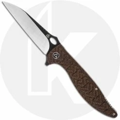 QSP Knives QSP Locust Knife QS117-A - Black / Satin 154CM Wharncliffe - Brown Micarta - Liner Lock Flipper Folder