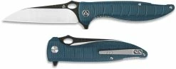 QSP Knives QSP Locust Knife QS117-C - Black / Satin 154CM Wharncliffe - Blue Micarta - Liner Lock Flipper Folder