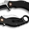 QSP Knives QSP Eagle Karambit Knife QS120-A - 2 Tone Satin Black D2 Hawkbill - Black G10 - Ring Pommel - Liner Lock Flipper Folder