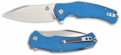 QSP Knives QSP Snipe Knife QS121-A - 2 Tone Satin D2 Modified Clip Point - Bright Blue G10 - Liner Lock Flipper Folder