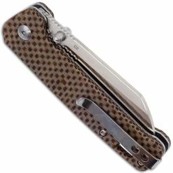 QSP Knives QSP Penguin Knife QS130-A - 2 Tone Satin D2 Sheepfoot - Linen Micarta - Liner Lock Folder -SMKW store QSP 130A CLOSED BACK NEW