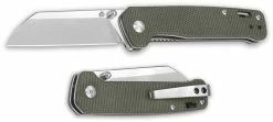 QSP Knives QSP Penguin Knife QS130-C - 2 Tone Satin D2 Sheepfoot - OD Linen Micarta - Liner Lock Folder