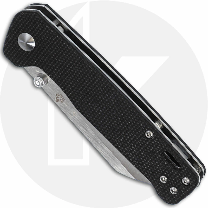 QSP Knives QSP Penguin Knife QS130-I - Satin D2 Sheepfoot - Black Linen Micarta - Liner Lock Folder 4 QSP Knives QSP Penguin Knife QS130-I - Satin D2 Sheepfoot - Black Linen Micarta - Liner Lock Folder - Image 2