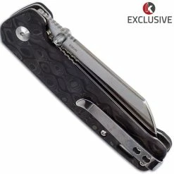 QSP Knives QSP Penguin Knife QS130-KP1 - Knives Plus Exclusive - Satin S35VN Sheepfoot - Marble Carbon Fiber - Liner Lock Folder -SMKW store QSP 130KP1 CLOSED BACK