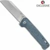 QSP Knives QSP Penguin Knife QS130-KP2 - Knives Plus Exclusive - Satin S35VN Sheepfoot - Blue Denim Micarta - Liner Lock Folder
