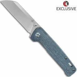 QSP Knives QSP Penguin Knife QS130-KP2 - Knives Plus Exclusive - Satin S35VN Sheepfoot - Blue Denim Micarta - Liner Lock Folder