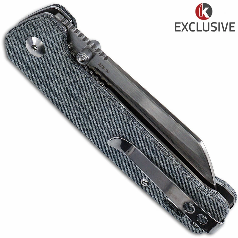 QSP Knives QSP Penguin Knife QS130-KP2 - Knives Plus Exclusive - Satin S35VN Sheepfoot - Blue Denim Micarta - Liner Lock Folder 5 QSP Knives QSP Penguin Knife QS130-KP2 - Knives Plus Exclusive - Satin S35VN Sheepfoot - Blue Denim Micarta - Liner Lock Folder - Image 3