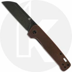 QSP Knives QSP Penguin Knife QS130-L - Black Stonewash D2 Sheepfoot - Stonewash Copper - Liner Lock Folder