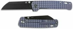 QSP Knives QSP Penguin Knife QS130-SFRG - Black Stonewash 154CM Sheepfoot - Blue Stonewash Frag Ti - Frame Lock