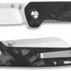 QSP Knives QSP Penguin Knife QS130-T - Satin D2 Sheepfoot - Shredded Black Carbon Fiber Overlay G10 - Liner Lock -SMKW store QSP 130T