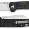 QSP Knives QSP Penguin Knife QS130-TBL - Satin D2 Sheepfoot - Shredded Black And Blue Carbon Fiber Overlay G10 - Liner Lock -SMKW store QSP 130TBL