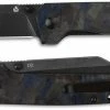 QSP Knives QSP Penguin Knife QS130-UBL - Black D2 Sheepfoot - Shredded Black And Blue Carbon Fiber Overlay G10 - Liner Lock -SMKW store QSP 130UBL