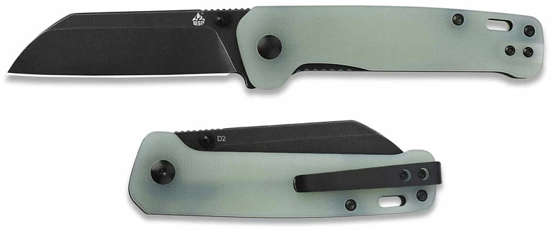 QSP Knives QSP Penguin Knife QS130-W - Black D2 Sheepfoot - Jade G10 - Liner Lock 3 QSP Knives QSP Penguin Knife QS130-W - Black D2 Sheepfoot - Jade G10 - Liner Lock