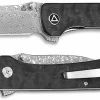 QSP Knives QSP Hawk Knife QS131-A - Damascus Drop Point - Black Carbon Fiber - Liner Lock Flipper Folder